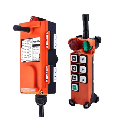 Telecrane F21-E2 6 single speed push button wireless radio remote control manufacturer with mushroom head and rotary switch